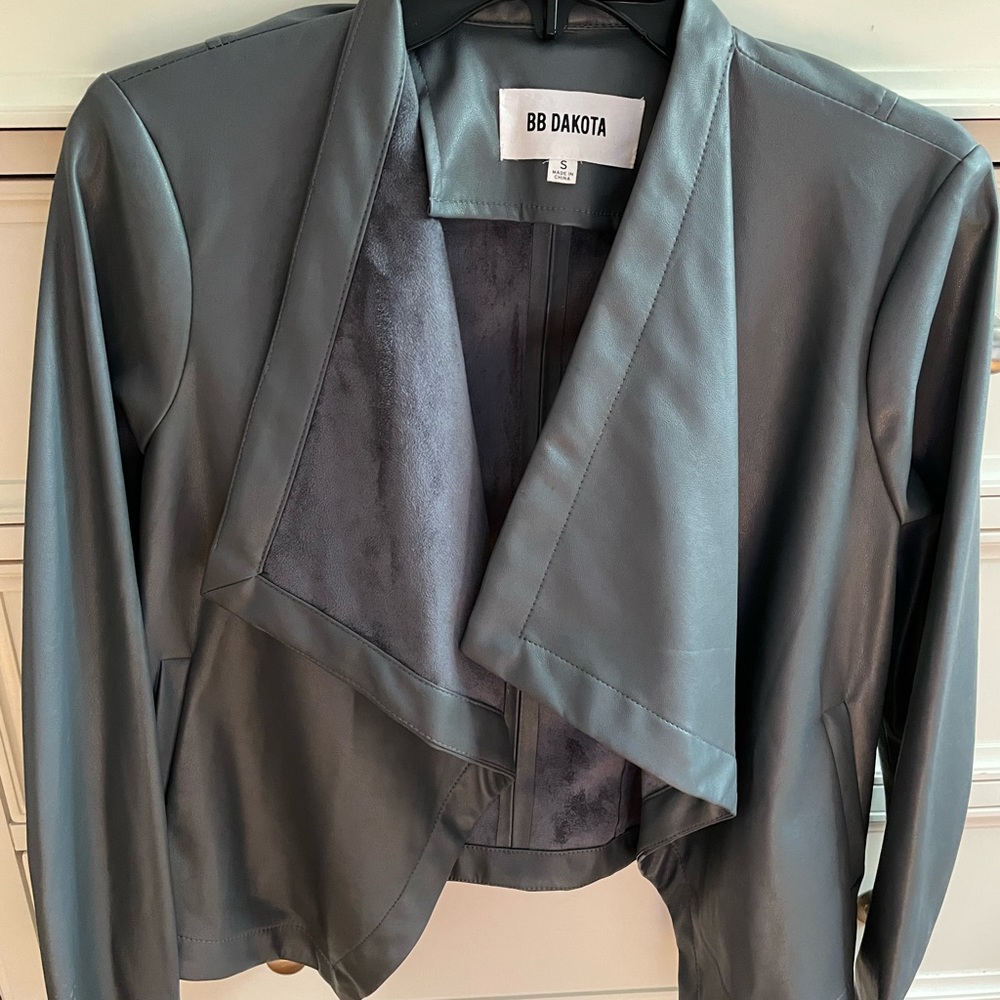 BB Dakota Grey Leather Jacket with Suede Inside